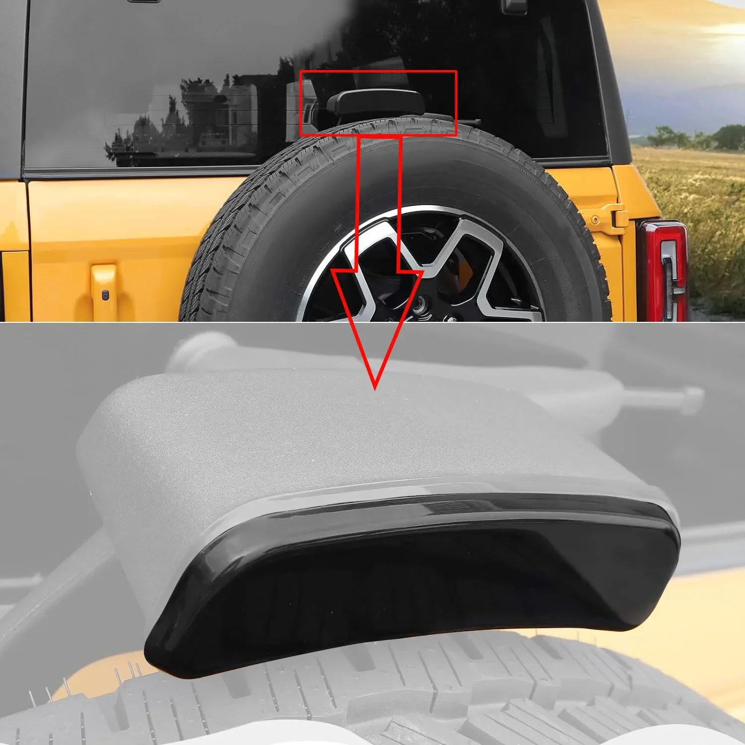 3rd Brake Light Cover Third High Mount Stop Lamp Protective Hood For Ford Bronco 2021 2022 2023 2/4 Door Smoke Black