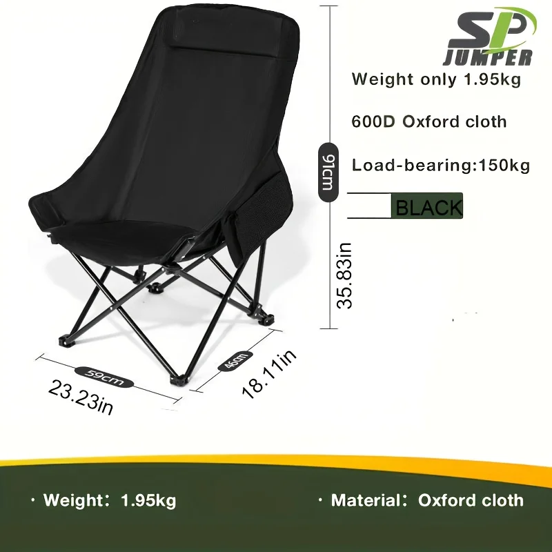 Portable Folding Camping Chair Outdoor Recliner Fishing Stool Lightweight Beach Chair for Camping Hiking Picnic Travel