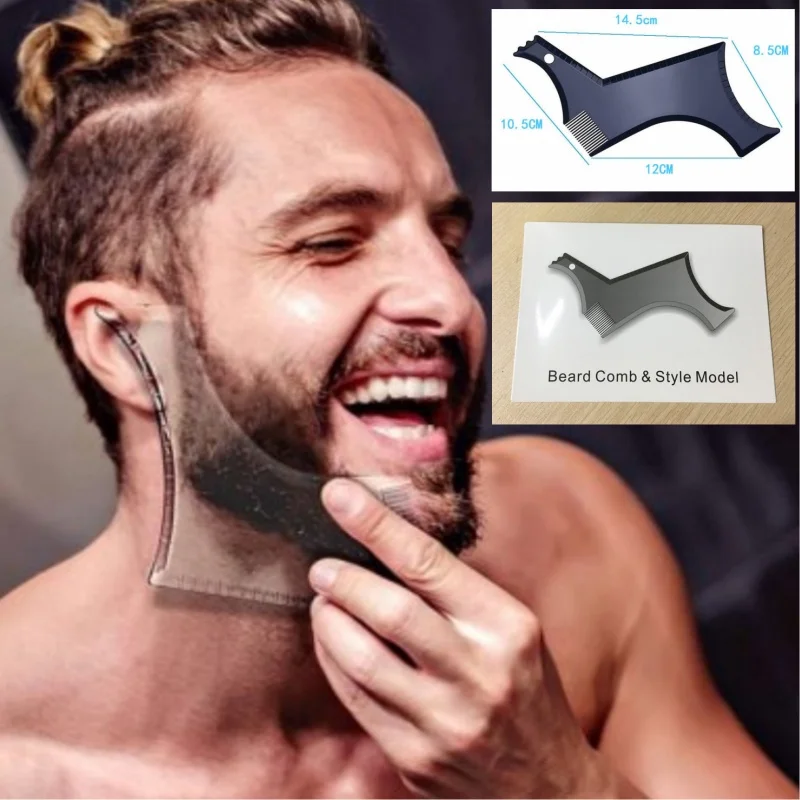 الرجال البلاستيك الأسود الشارب صب مشط تصويب مشط القاطع اللحية نمط الملحقات مكافحة Detangler صب المتقلب حاكم #4