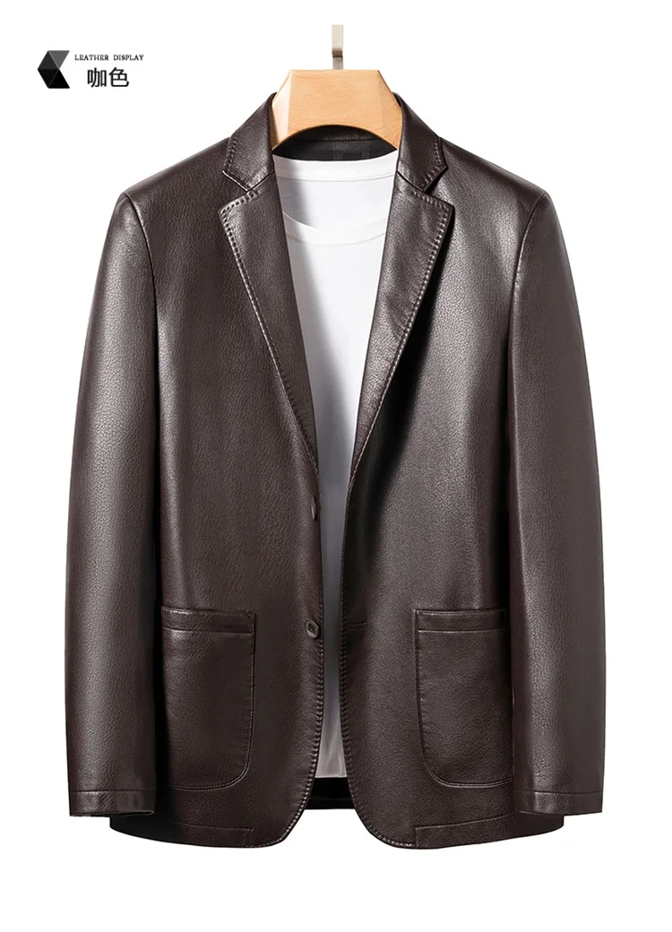 2025, Slim-Fit-Lederjacke für Herren, hochwertiger Modetrend, passender Herbst-Winter-Blazer für stilvolle Männer – Detail 7
