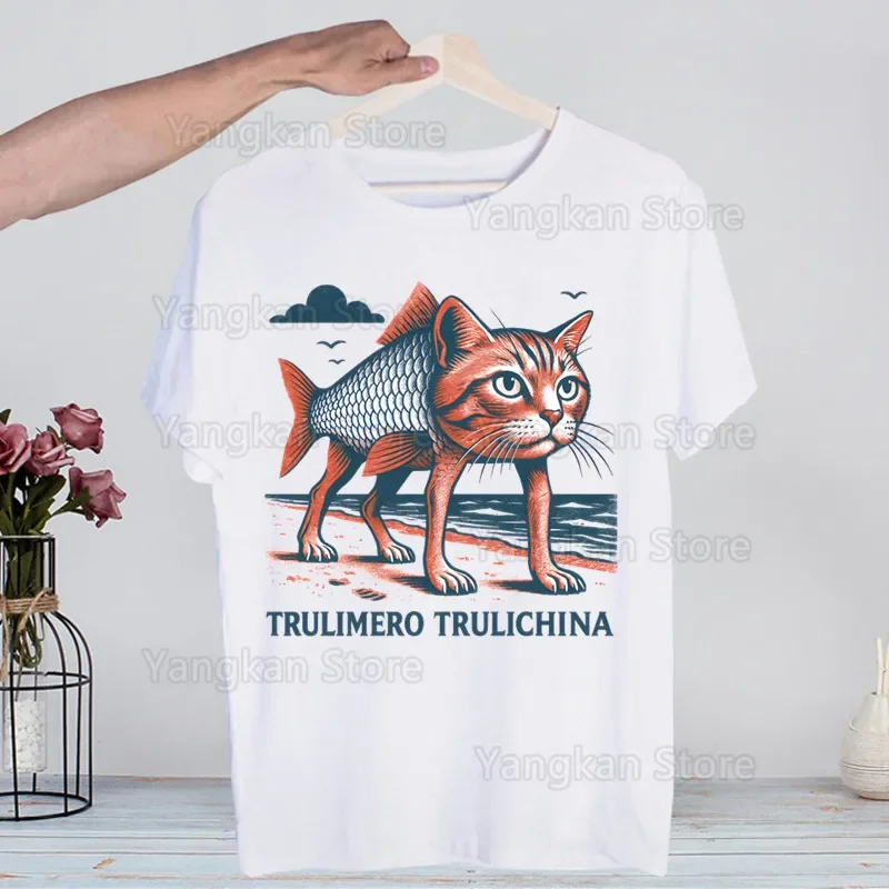 

Итальянская шутка Brainrot, новая мужская футболка в стиле Харадзюку, футболки с принтом, мужские топы в стиле хип-хоп, повседневная забавная футболка