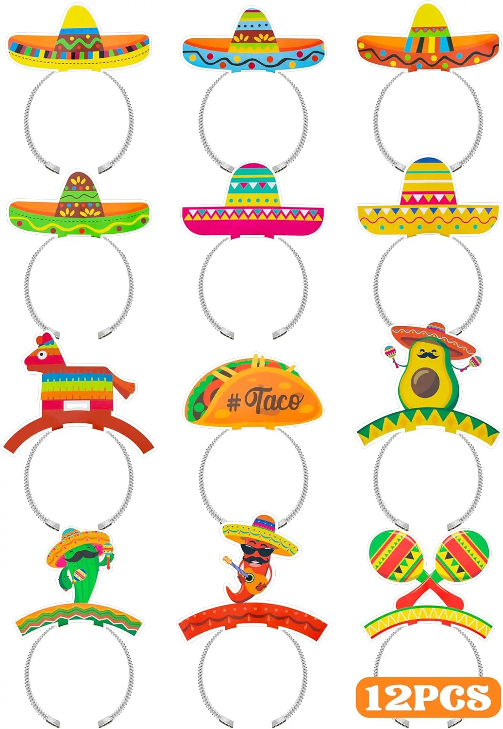 

Cinco De Mayo Decorations, Sombrero Party Hats, Mexican Colorful Cardboard Headbands, Fiesta Head Toppers
