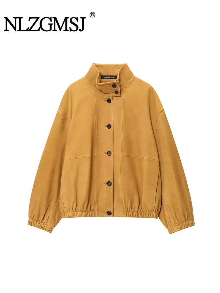 

NLZGMSJ женские осенние стильные топы из искусственной кожи для женщин повседневные повседневные топы модные укороченные куртки-бомбер с длинными рукавами