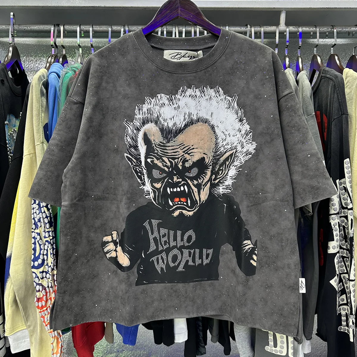 

Красивая стираная футболка с горячим тиснением для мужчин и женщин, футболка лучшего качества, футболка