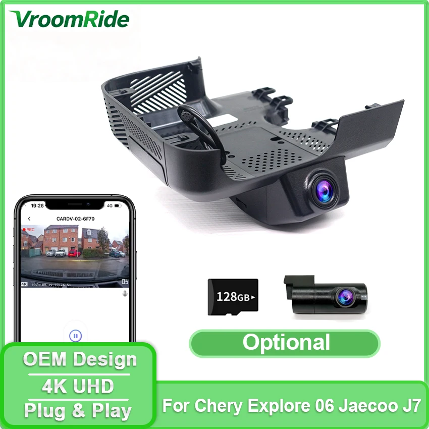 4K Front And Rear Camera Wifi DVR Dash Cam For Chery Explore 06 Jaecoo J7 phev 2023 2024 2025 ,Plug And Play Car DVR With APP