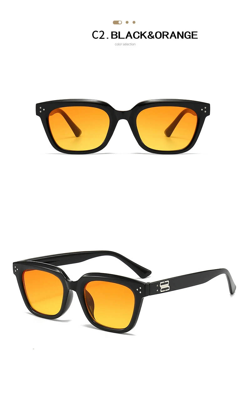Retro Quadratische Sonnenbrille Frauen Mode Marke Designer Weibliche Shades UV400 Männer Trend Nieten Punk Sonnenbrille – Detail 6