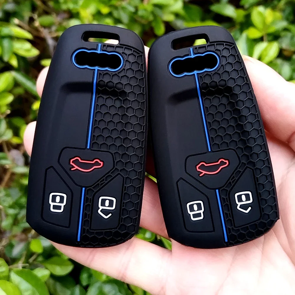 

Silicone car key case remote control protective cover suitable for Audi Q5 2018 2019 2020 2021 customized key cover accessories