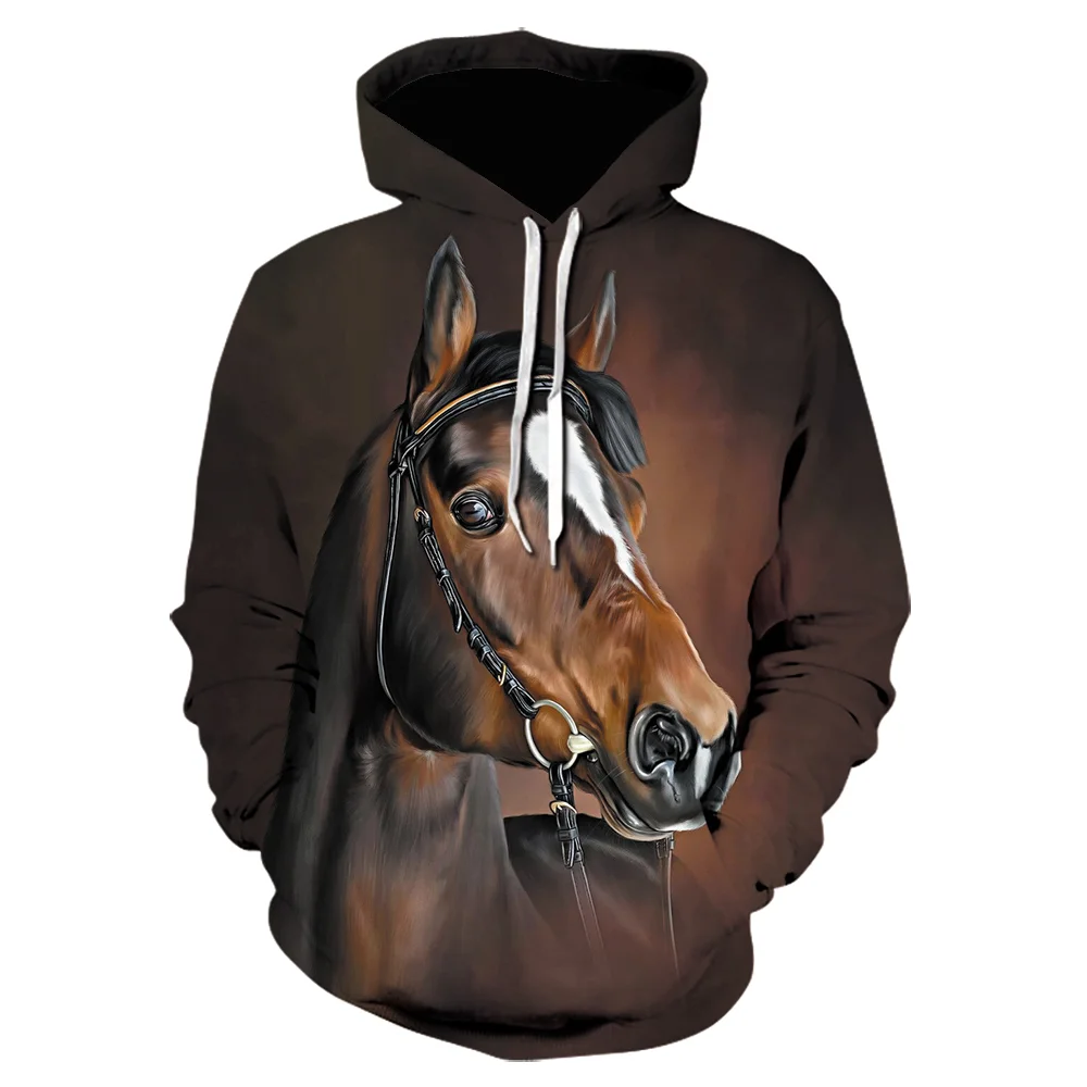 

New Year Animal Horse Y2k Vintage Hoodie For Men 3D Print Men'S Sweatshirt Spring Autumn Casual Top Gym Clothes Man Clothing