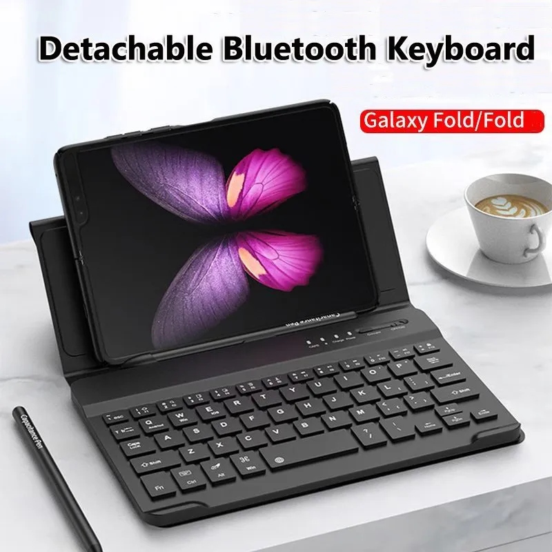 

ASH Magnetic Bluetooth Wireless Keyboard Folding Holder Leather Case for Samsung Galaxy Z Fold 6 5 Z Fold 4 3 2 1 Keyboard Case