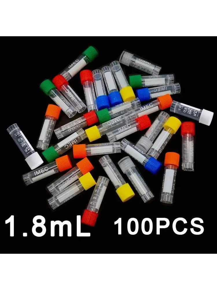 Probówki do krioprezervacji 1,8 ml, plastikowe, laboratoryjne, z podziałką, probówki kriotube 2 ml, probówki do próbek kriowialne z zakrętką, 100 sztuk — zdjęcie produktu 7