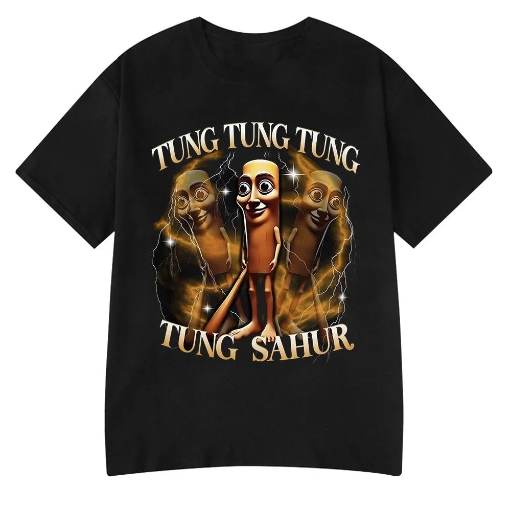 Tung Tung Tung Sahur Meme T Shirt Tralalero Tralala Bombardiro Crocodilo Funny T-shirt Men Women Polyester Short Sleeve Tshirt image 3