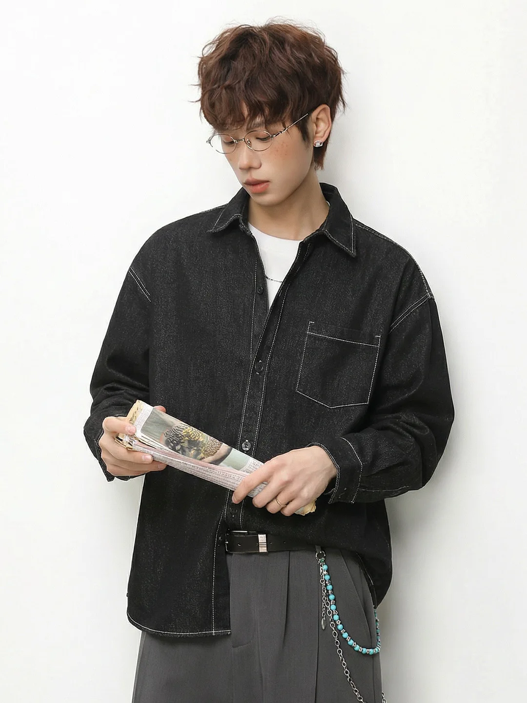 

Ретро джинсовая куртка с длинными рукавами для мужчин, весенняя, свободного кроя, повседневная, в корейском стиле, качественная, молодежная, для повседневной носки