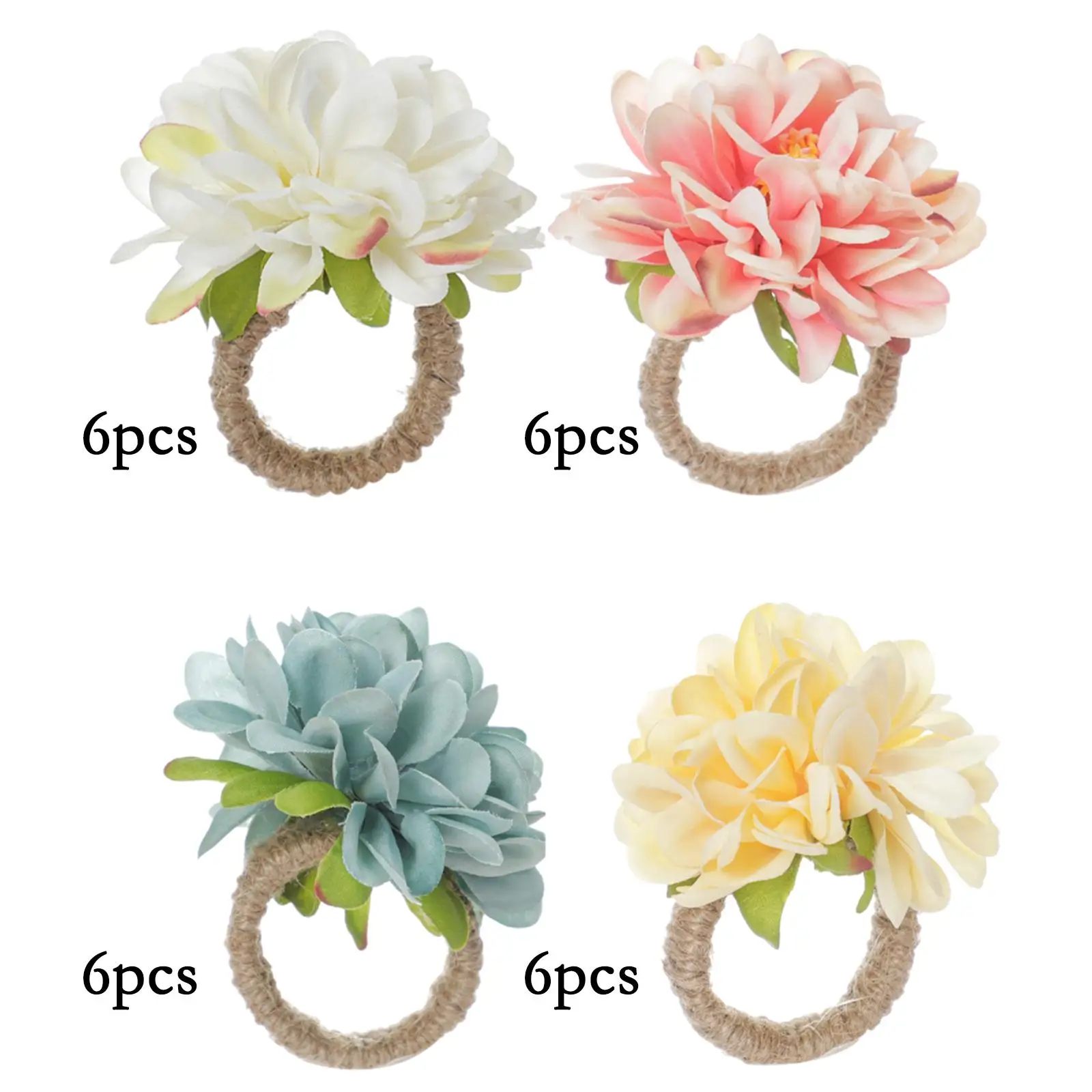 6pcs/Set Flower Shaped Towel Buckle Napkin Rings for Celebration Romantic Banquet Festival Decoration Reception Party Supplies