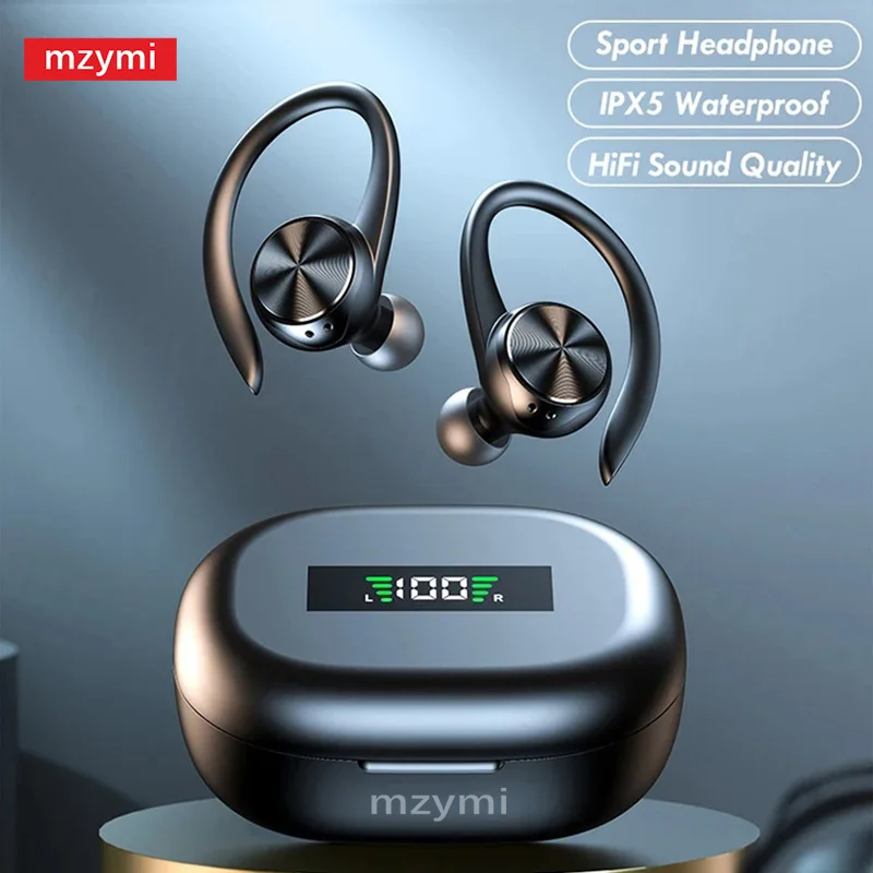 mΣ R200 Draadloze oordopjes Open oor Bluetooth-hoofdtelefoon Oorhaken 9D Stereogeluid Koptelefoon Sport LED-display Headset