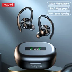 Mzymi r200 fones de ouvido sem fio aberto bluetooth fones de ouvido 9d som estéreo esportes display led fone de ouvido