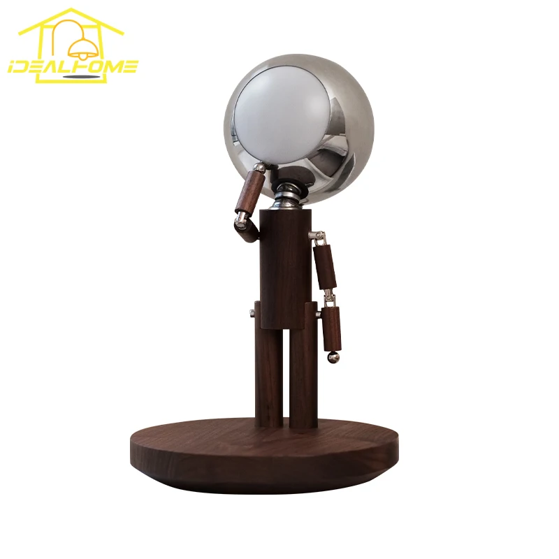 Cartoon Moon Penalty Station Table Lamp with USB Rechargeable Solid Wood Atmosphere Stepless Dimming Desk Lighte Bedroom Bedside