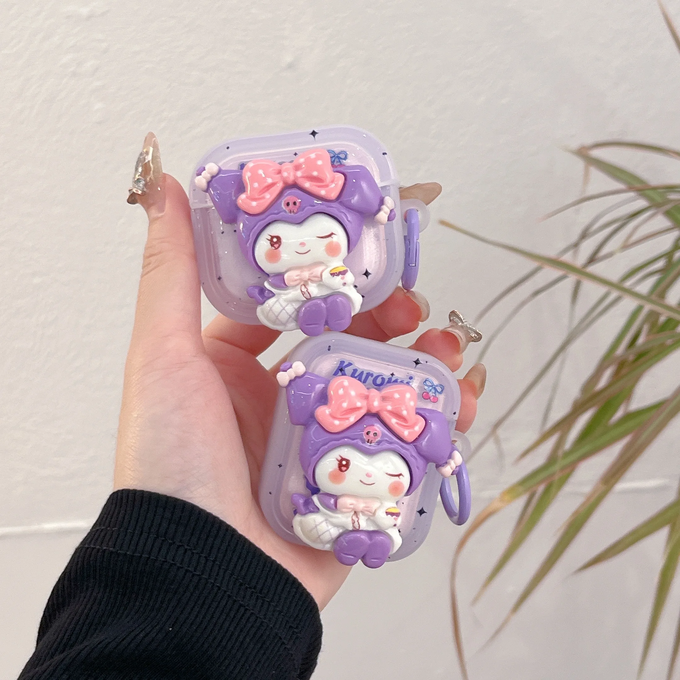 Kawaii Sanrio Cartoon Purple Kuromi Animation, Cool, For Airpods 4 Case 1, 2, 3, Pro,Pro2 Plastic Drop-proof Headphone Case