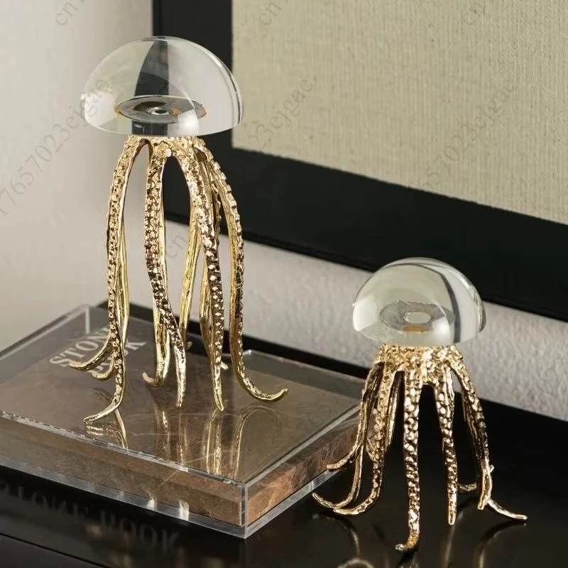 Luxury Crystal Jellyfish Ocean Art Theme Jewelry Feng Shui Home Living Room Desktop