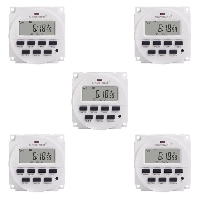 

Hot 5X SINOTIMER TM618SH-1 1Second Weekly Programmable Digital Timer Automatically Turn On Off Microcomputer Time Relay 110V