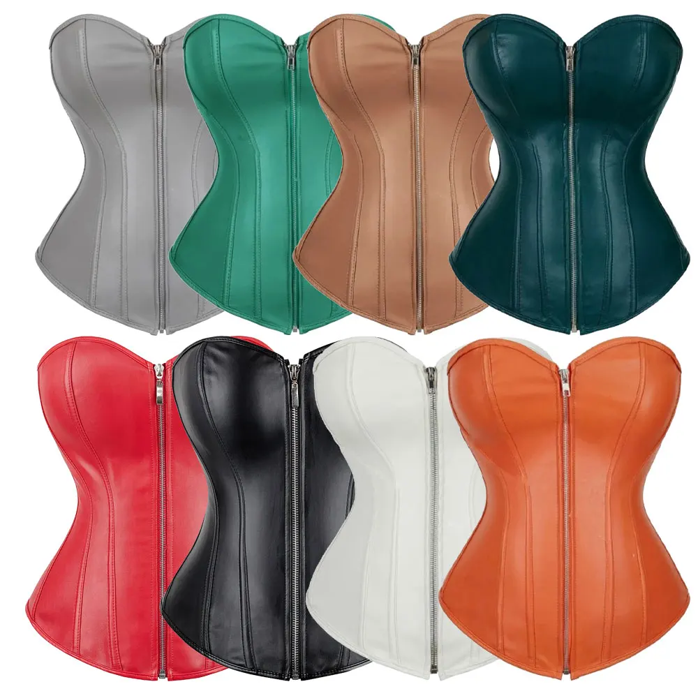 

Women Steampunk Gothic Corset Bustier with Zipper Silver Gold Corsets Plus Size Vintage Style Corset Top Burlesque Lingerie