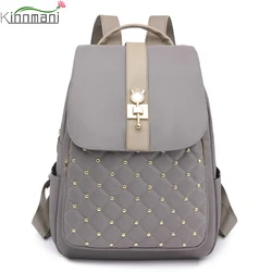 3 In1 Casual Vrouwen Rugzak Portemonnee Anti-Diefstal Nylon Rugzak Mode Klinknagels Grote Capaciteit School Rugzak Mochilas Meisje Rugzak