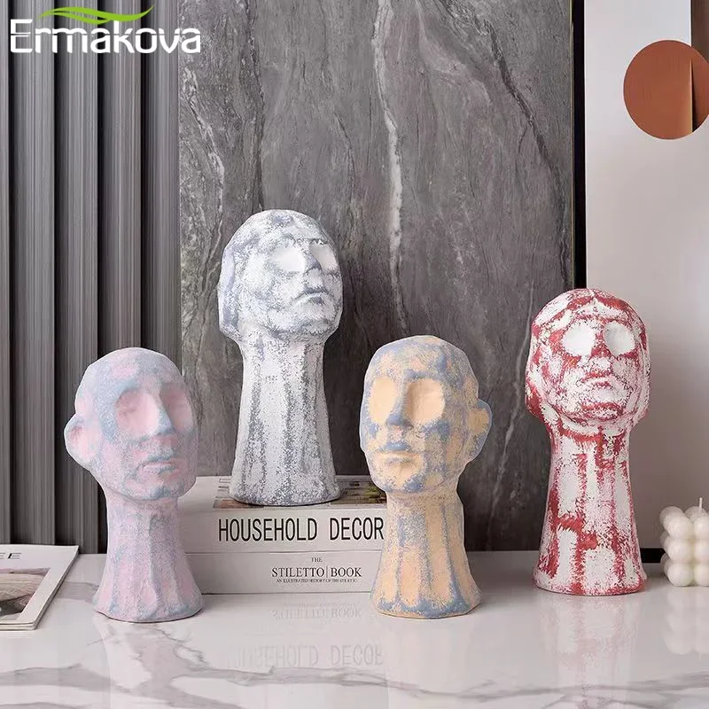 ERMAKOVA Modern Decoration Human Head Ceramics Sculpture Model Abstract Home Desktop Decor  Fashion Study Office Statue Ornament