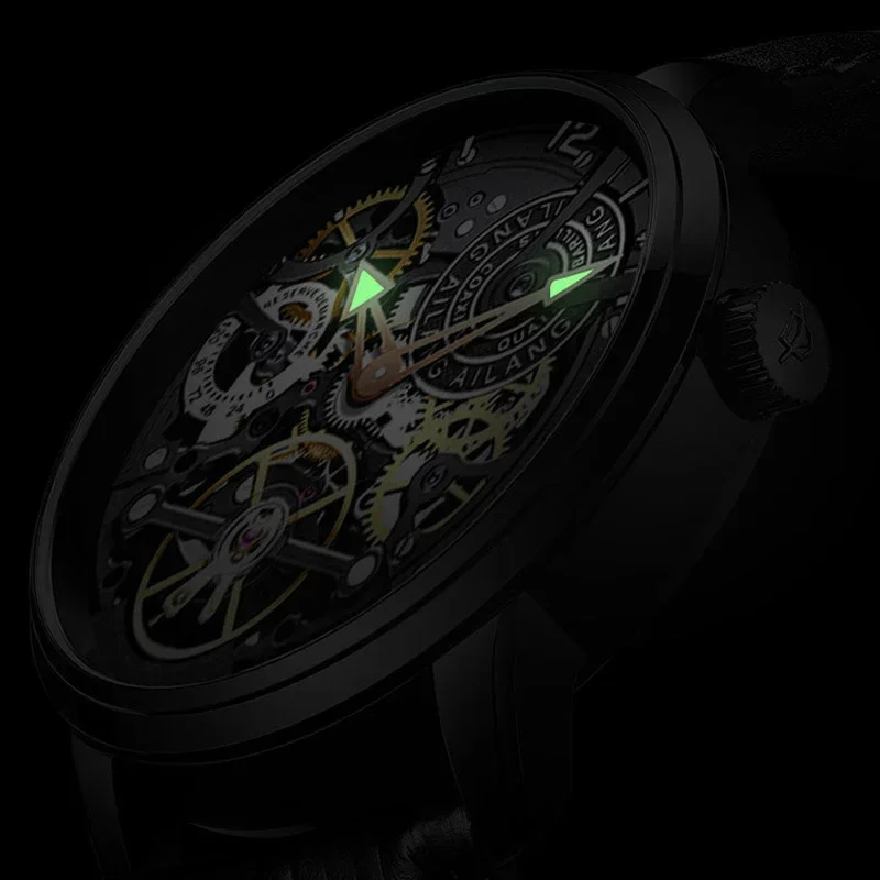 Dropshipping Fashion Luxury Tourbillon Hollow Waterproof Watch Men Steel Luminous Steampunk Skeleton Mechanical Watches For Mens