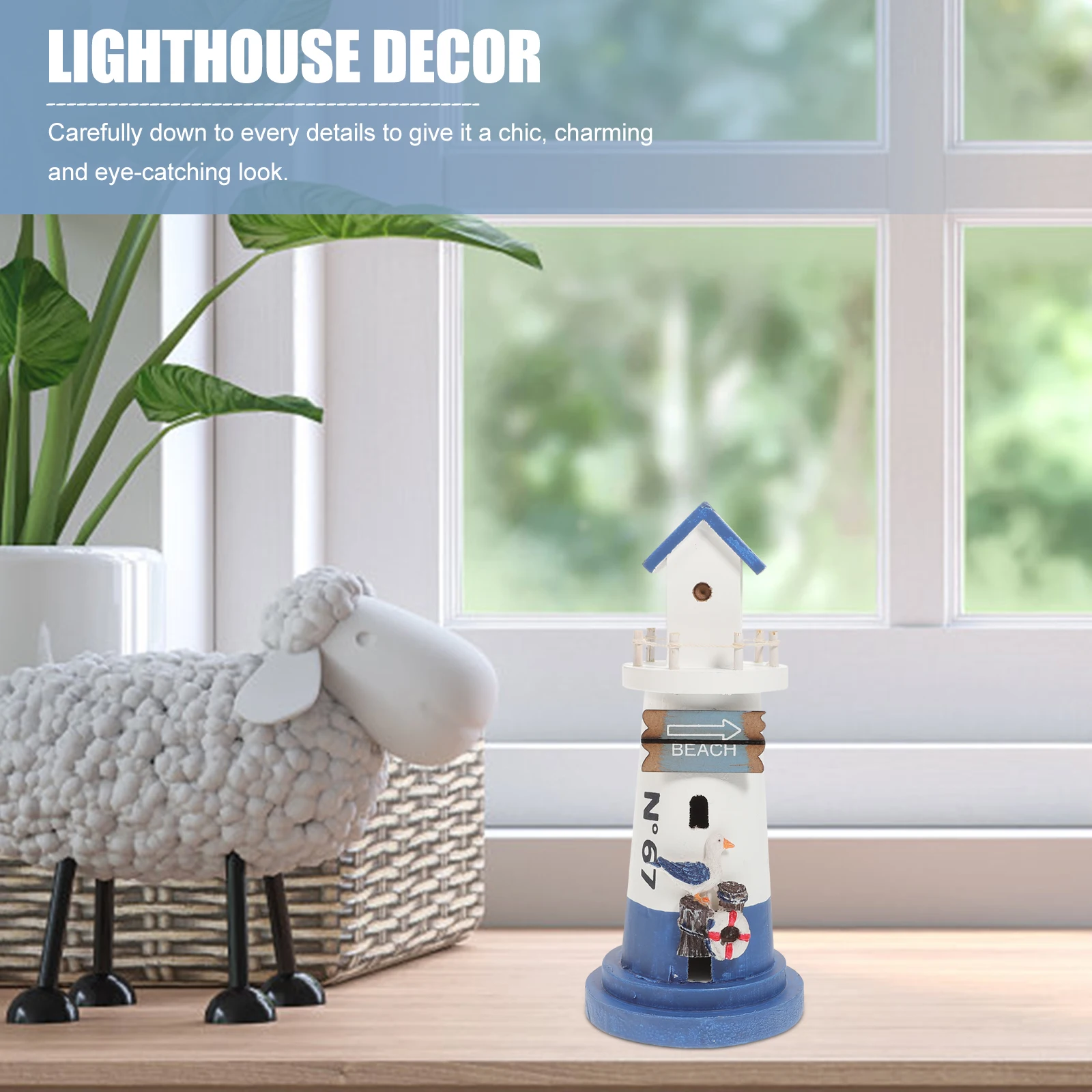 

Wooden Lighthouse Ornaments Miniature Marine Decorations Nautical Home Mediterranean Style Lighthouse Small Gifts Christmas