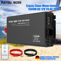 DATOUBOSS Pure Sine Wave Inverter 1500W DC 12V to AC 220V Portable Solar Vehicle Power Inverter with LCD Display Remote Control