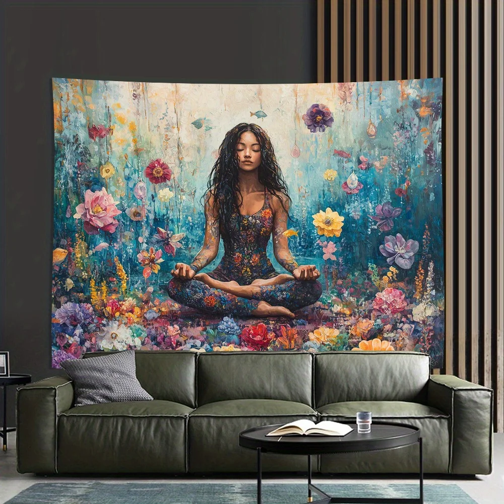 Shadows the Flower Lady Digital printing polyester wall hanging tapestry decorative Living room bedrooms Office background gift