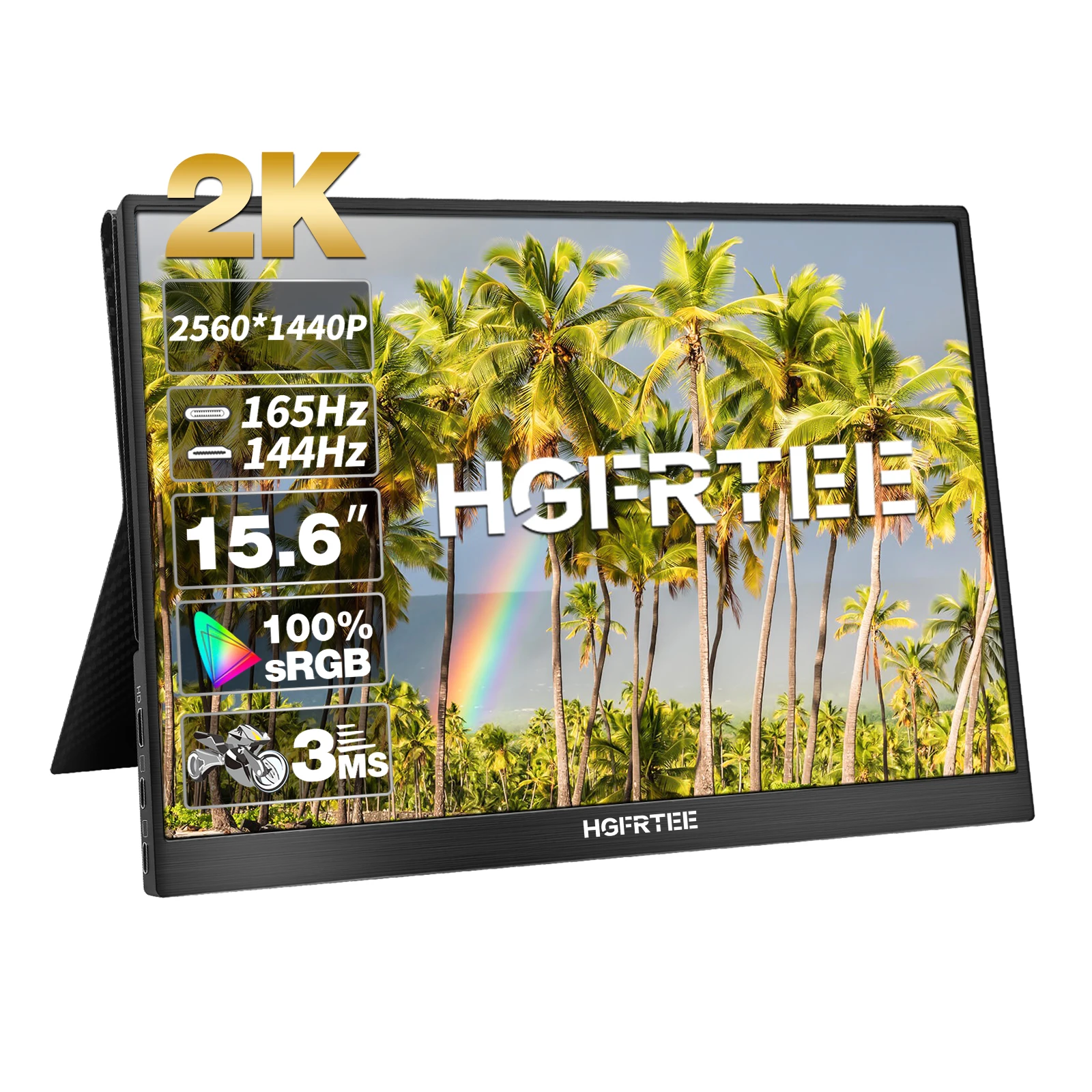 

2K 165Hz 15.6 Inch Portable Monitor 2560*1440 100%sRGB 300Cd/m² Travel Display for ps4 switch xbox one laptop phone