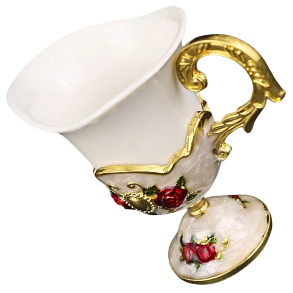 

Vintage Ceramic Coffee Cup European Style Small Tea Cup for Home Office Use Reusable Drinkware Delicate Handle Design Anti-Break