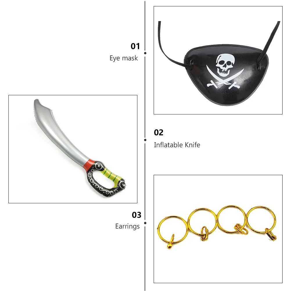 مجموعة أزياء القراصنة آمنة وصديقة للبيئة دعائم الهالوين مستلزمات تنكرية للحفلات التنكرية للتصوير الفوتوغرافي من القماش القراصنة تحت عنوان
