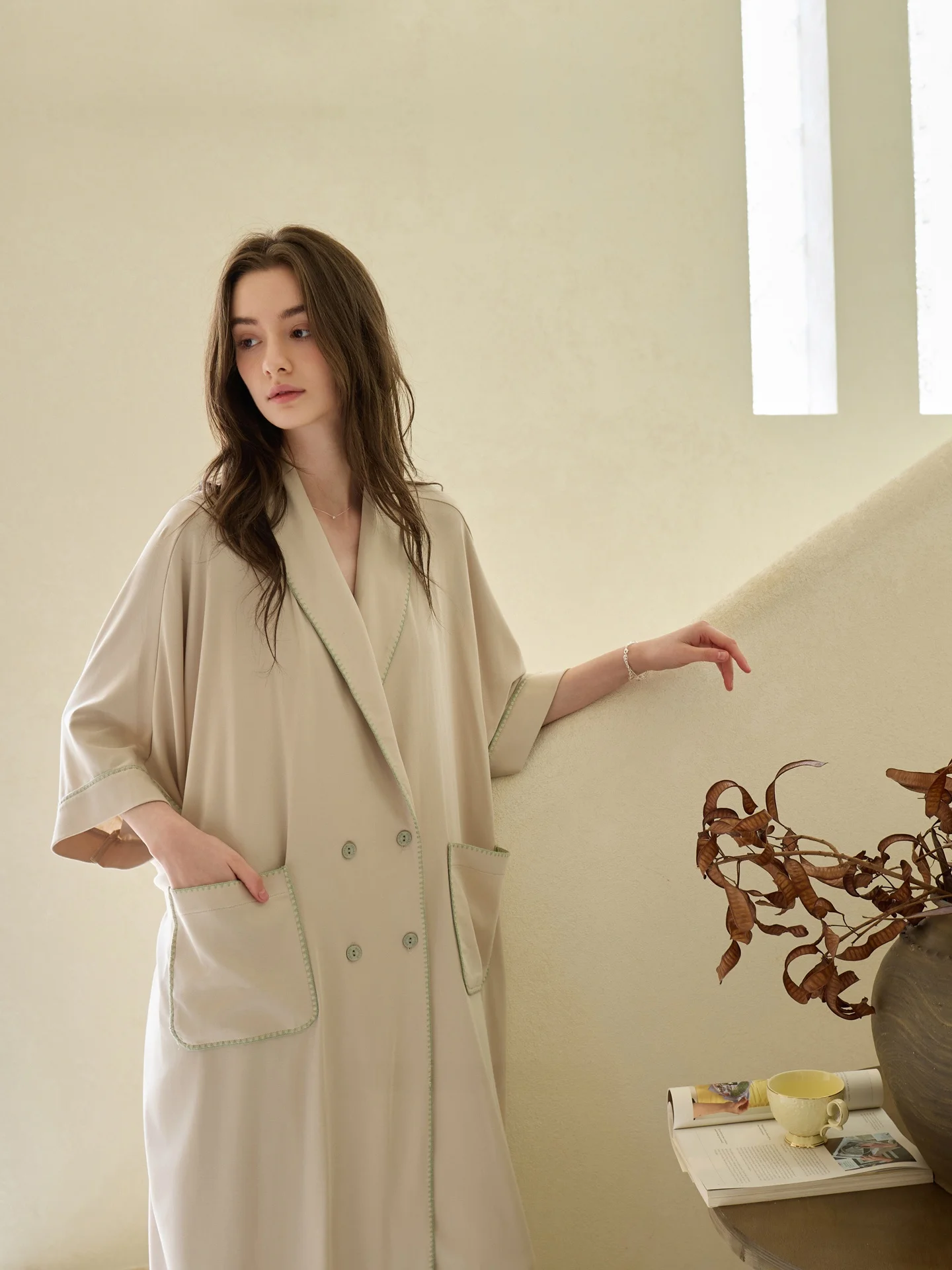 meonsill-high-intelligence-sister-modal-cotton-thin-sleepwear-women-summer-green-fruit-collar-double-button-elegant-nightgown