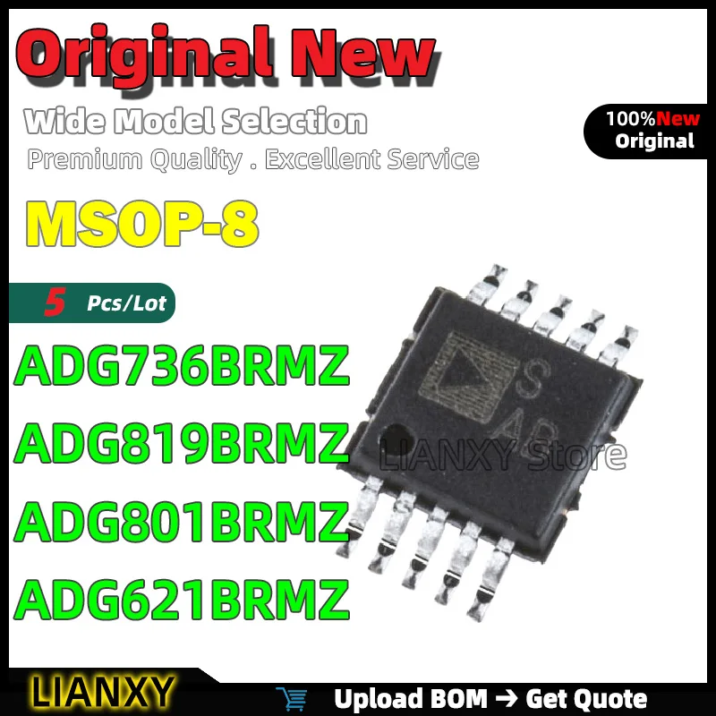 5pcs MSOP-8 ADG736BRMZ ADG819BRMZ ADG801BRMZ ADG621BRMZ Dual Analog Switch New Original