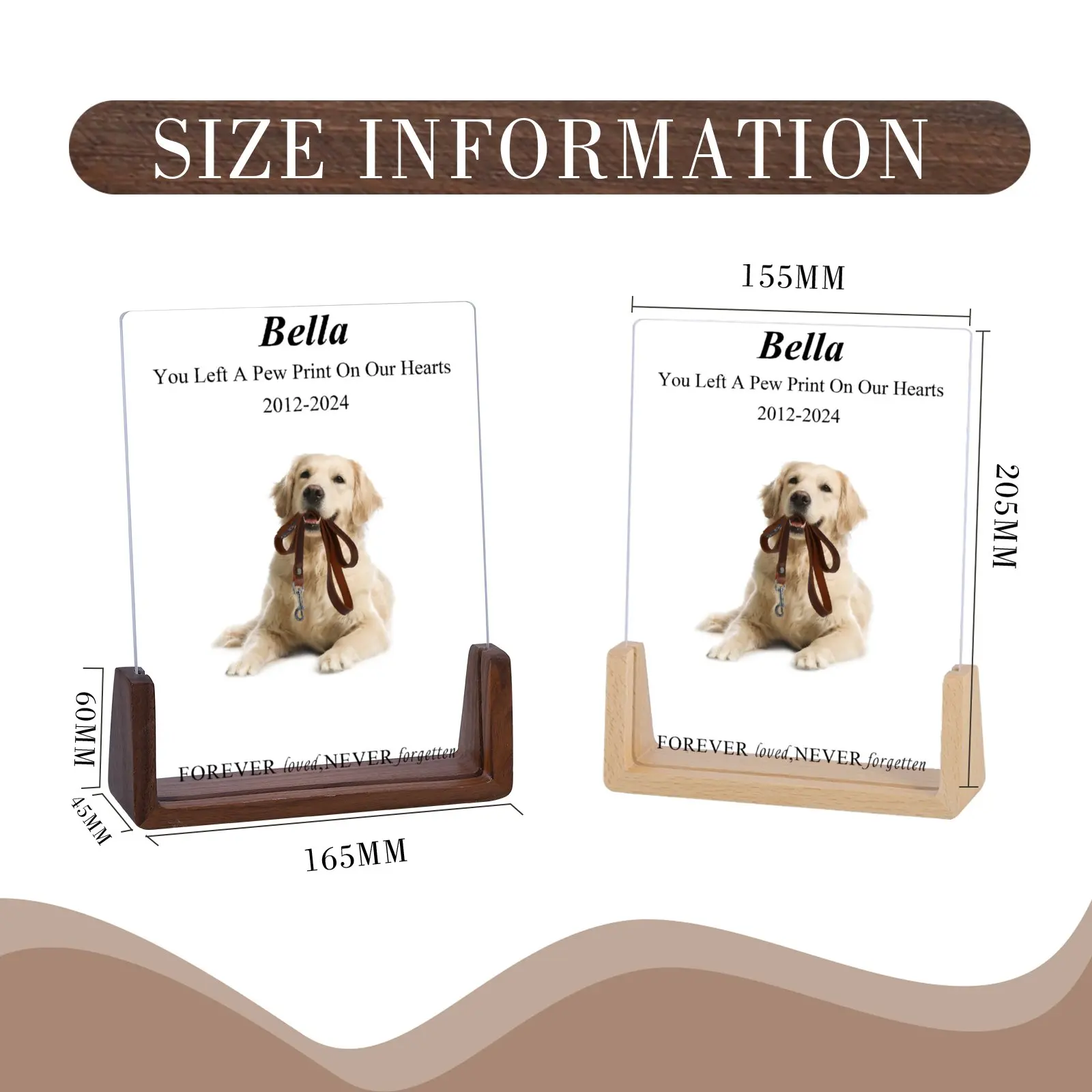 Customized Photo Frame for Pet Personalized Wooden Desktop Dog Photos Frames Custom Pets Memorial Picture Frame Gift for Friends