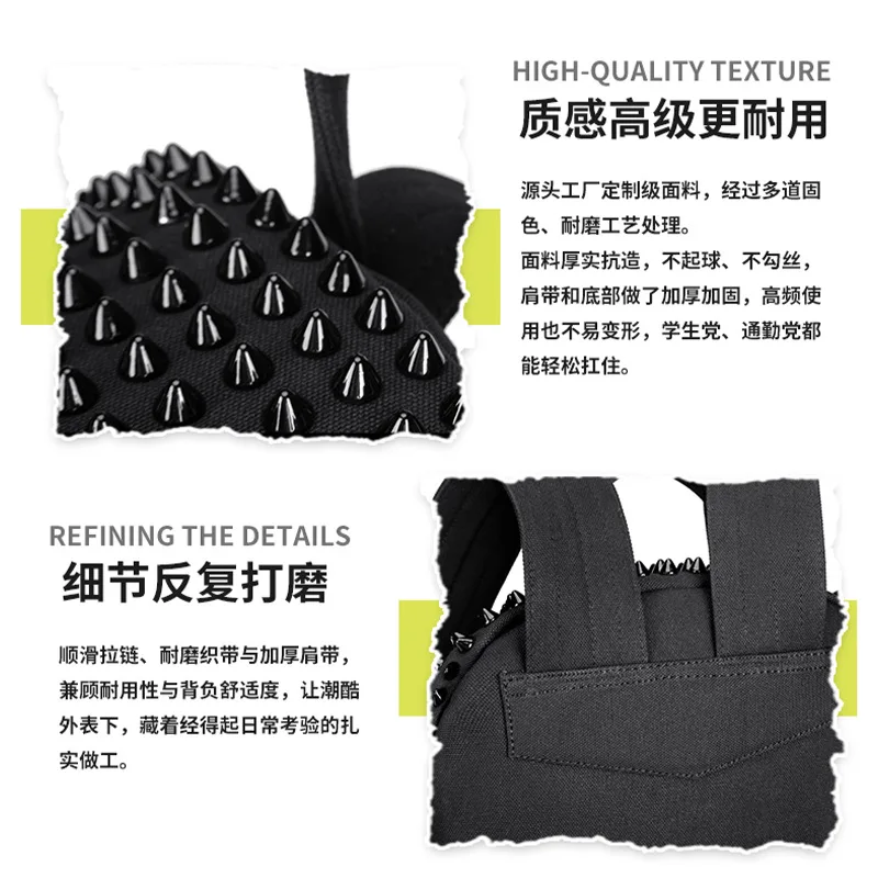 2027 New Design Unisex Backpacks Punk Style Daypack Large Capacity Rivet Laptop Luxury Canvas Rucksack School Bags
