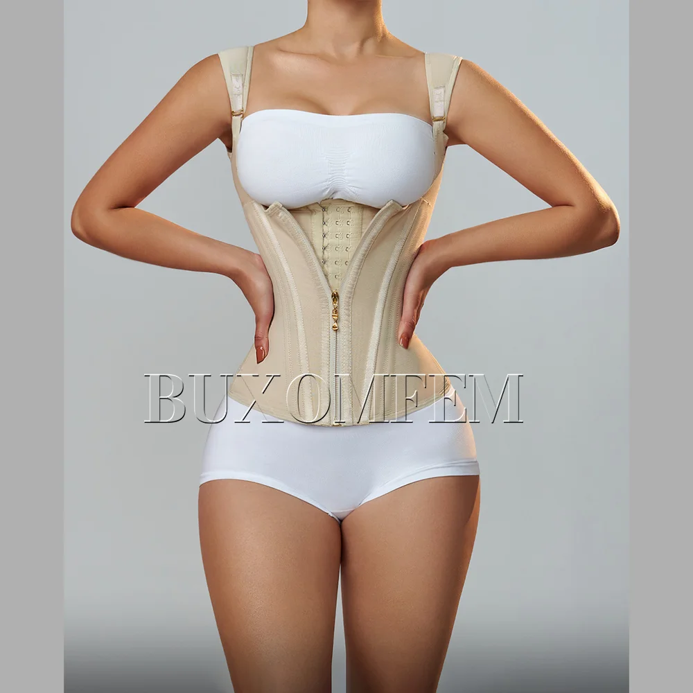 Stylish Fajas Colombianas Shaped Up Fat Burning Adjustable Corset Waist Trainer with Shoulder Straps Girdles for Postsurgical