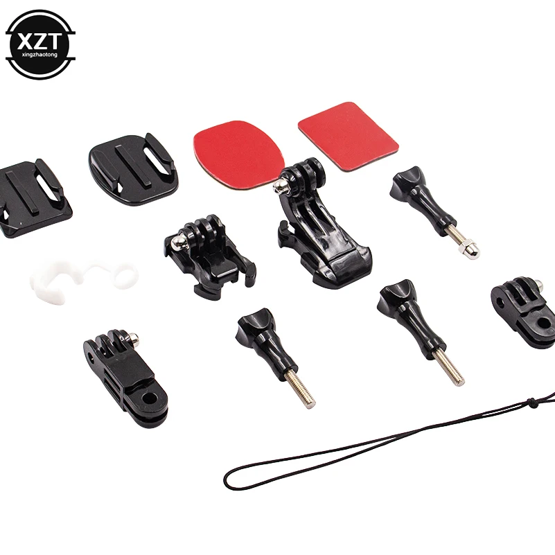 Conjunto de acessórios para capacete frontal, base de fivela em forma de j, suporte para gopro hero 5 6 7 4 xiaomi yi 4k sjcam gopro kits de câmera