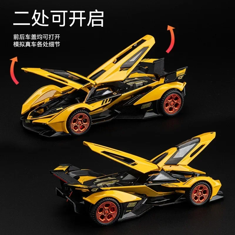 1:32 Lamborghini V12 simulazione di auto sportive pressofuso in lega di metallo modello di auto Sound Light Pull Back Collection regali giocattolo per bambini