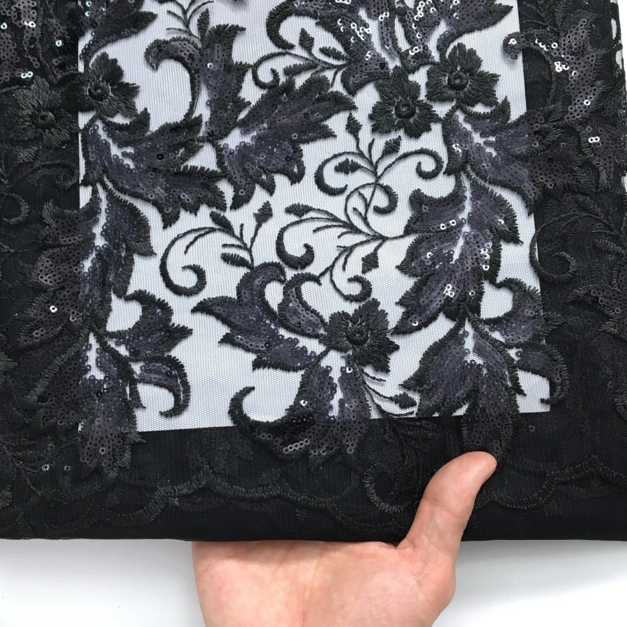 SJD LACE French Sequins Net Lace Fabric 2025 Latest Nigerian Tulle African Mesh Lace Fabric For Women Wedding Party Dresses 4230