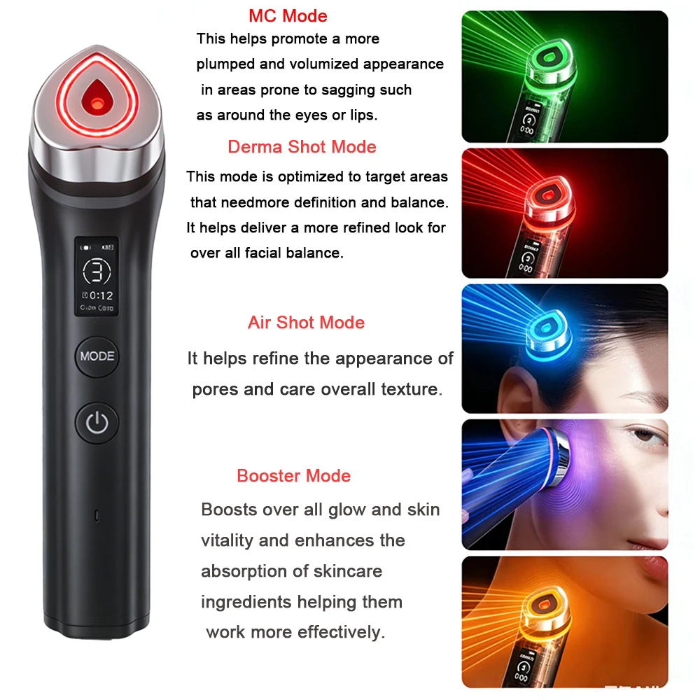 

5-Color LED & Sonic Facial Device, 2-in-1 for Skin Revitalization & Soothing Massage, Rechargeable Home Care
