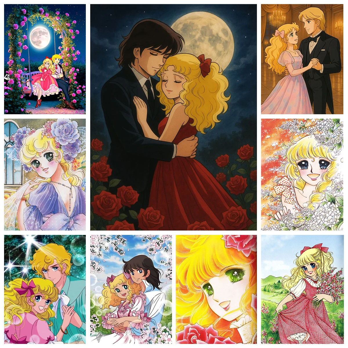 Para nuevo caramelo, pintura de diamante artesanal, póster de Lynn Serra, bordado de diamantes a mano, cómics japoneses para niñas, decoración de la habitación del hogar