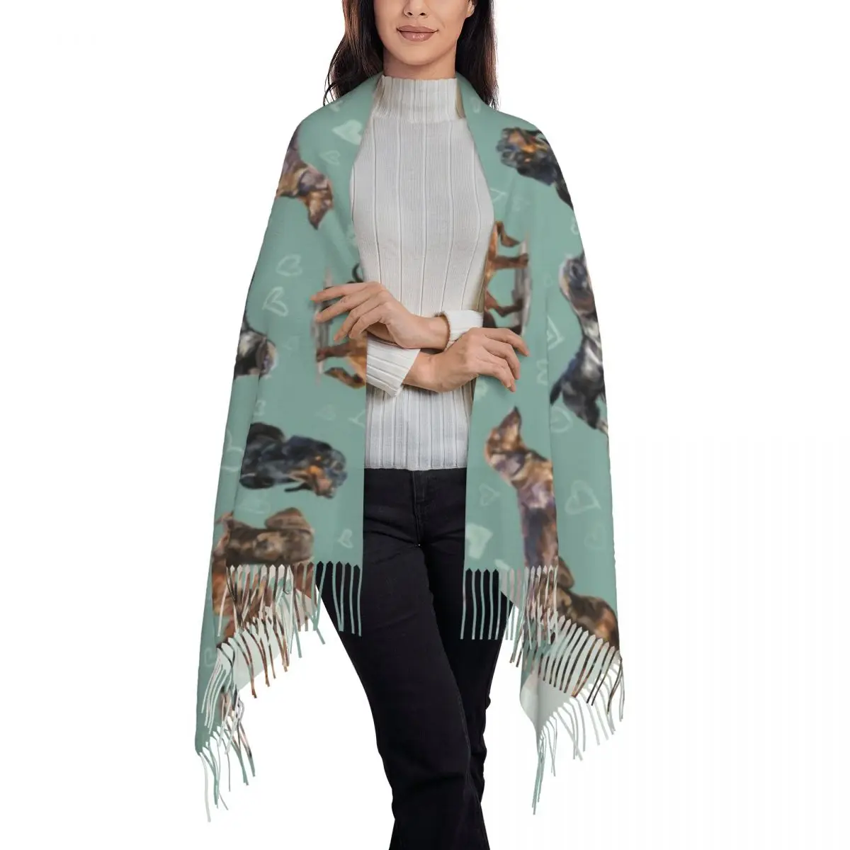 Ladies Large The Dachshund Scarves Women Winter Thick Warm Tassel Shawl Wraps Badger Sausage Wiener Dogs Scarf