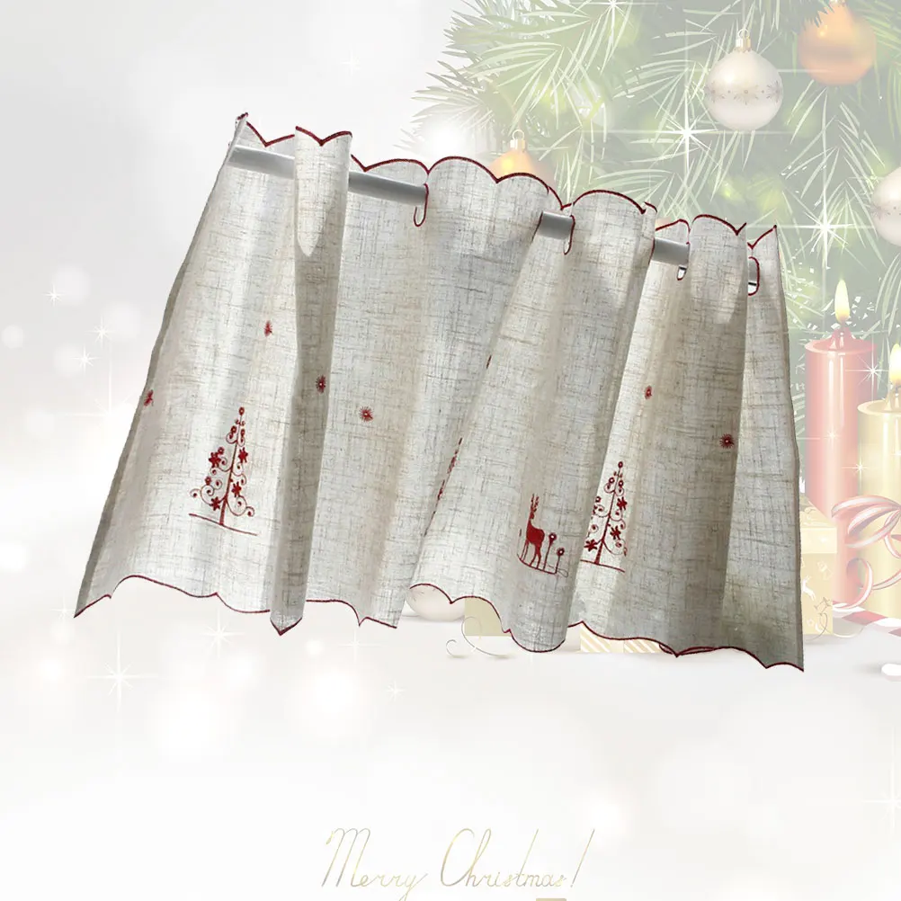 

Pleated Kitchen Cartoon Door Curtain Curtains Christmas Half Decorations Indoor Short
