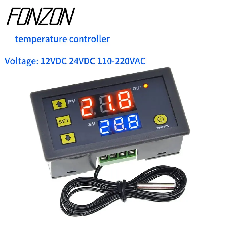 

Mini W3230 Probe Line Digital Temperature Control LED Display Thermostat With Heat/Cooling Control Instrument