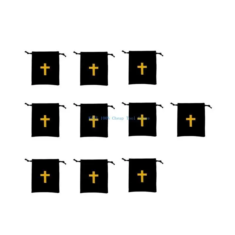 

G6KA Set Of 10 Soft Velvets Drawstring Bags Black Velvets Bags Perfect For Storing Religious Items Or Jewelry Gift Bags