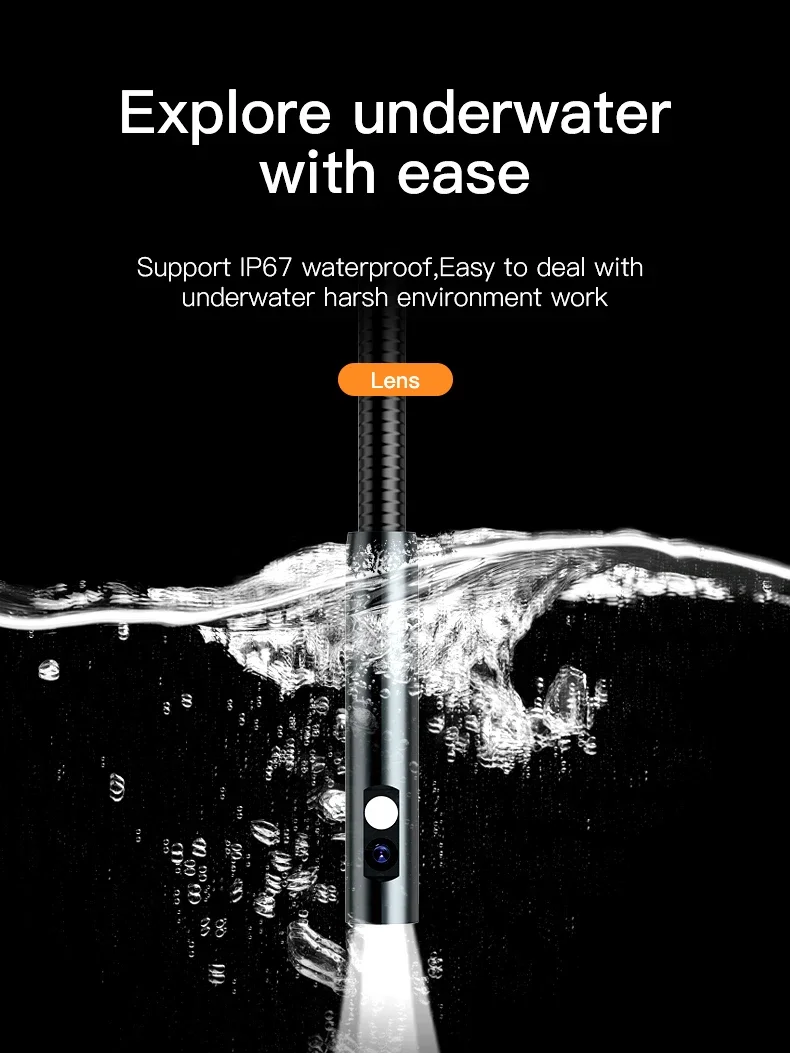 G52 ANESOK 1080P HD Borescope Pipe 5.0 بوصة شاشة OLCD أنبوب ثعبان قابل للفصل مع ضوء LED توصيل WiFi لنظام iOS/Android