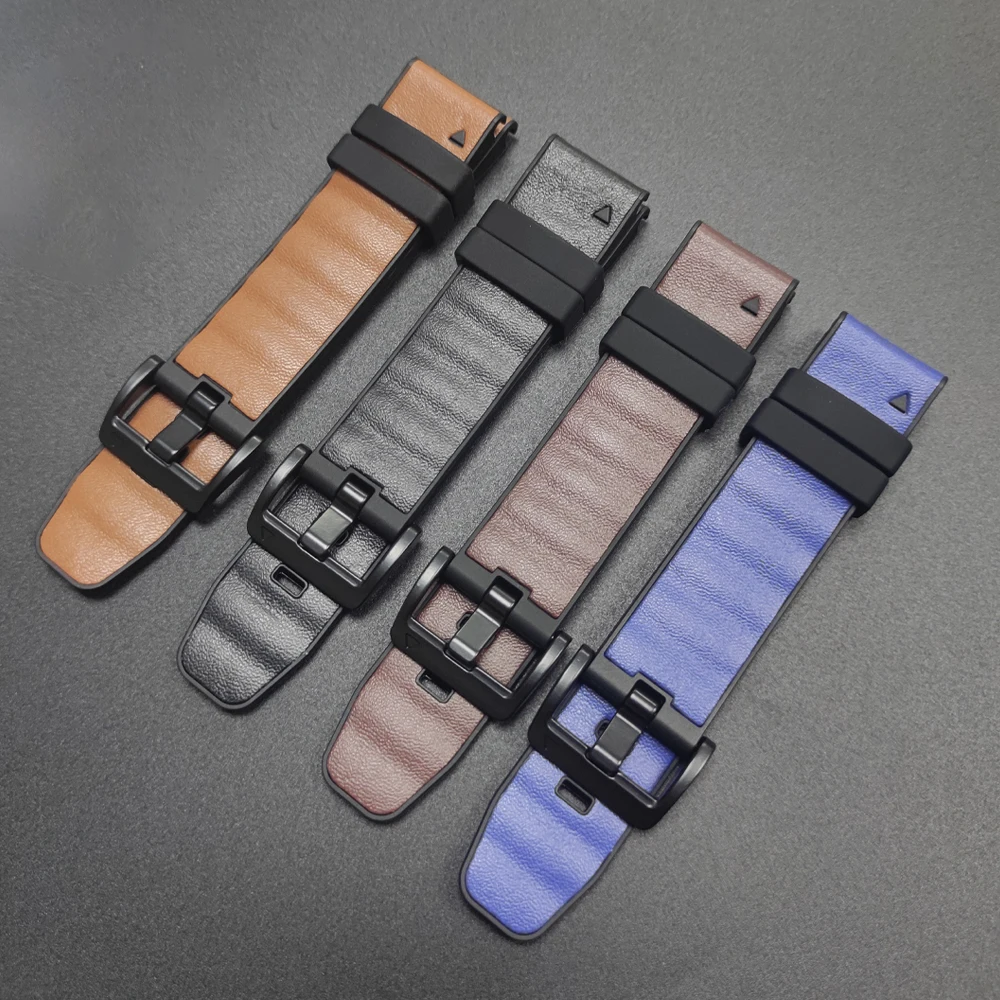 QuickFit 22 26 مللي متر حزام ل Garmin Epix Gen 2 جلد + سيليكون الفرقة Fenix 8 7 7XPro 47 51 مللي متر 5XPlus 6X 6 إندورو سوار حزام الساعات