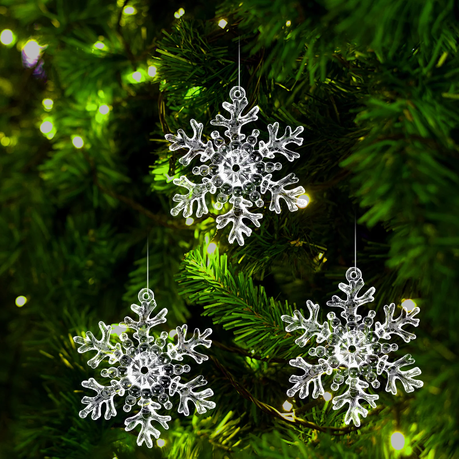 

50pcs Christmas Tree Hanging Snowflake Decorations Xmas Pendant Party Scene Supplies Festive Ornaments Reusable Diy Window Decor